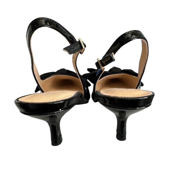 New in Box Jack Rogers Black Bow Patent Kitten Heels 8 - Picture 5 of 10